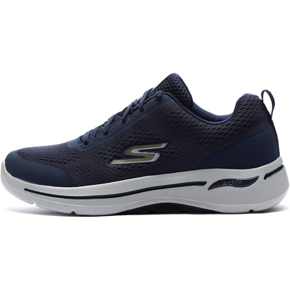 Skechers Go Walk Arch Fit Men's Mesh Lace-Up Sneaker Navy/Gold Sz 7.5